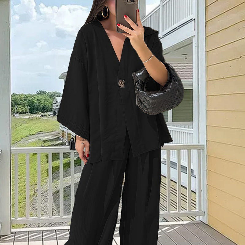 Damen Elegante Kimono-Jacke mit weiten Ärmeln und lockerer Passform EB
