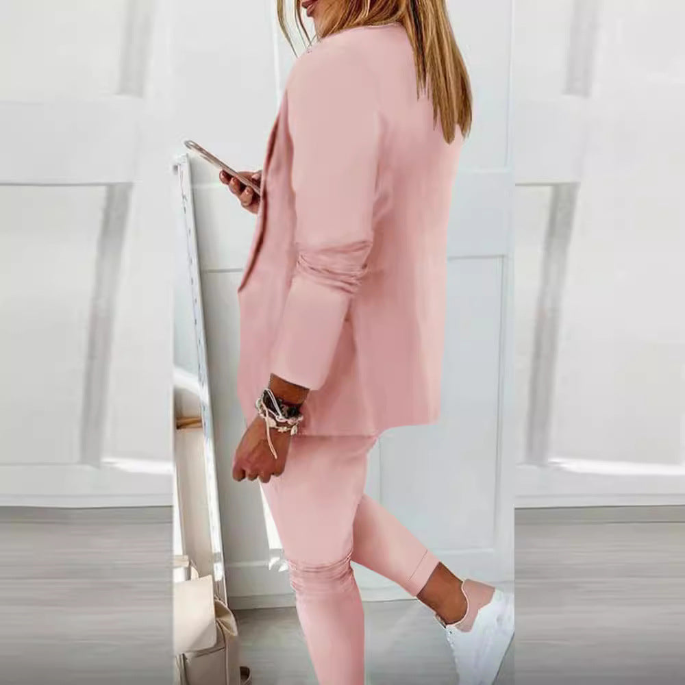 Damen nan zweiteiliges Blazer-Jogger-Set mit tailliertem Blazer und elastischer Bundhose EB