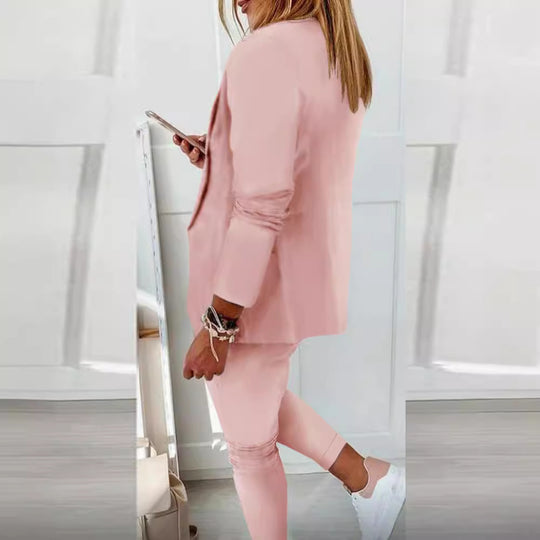 Damen nan zweiteiliges Blazer-Jogger-Set mit tailliertem Blazer und elastischer Bundhose EB
