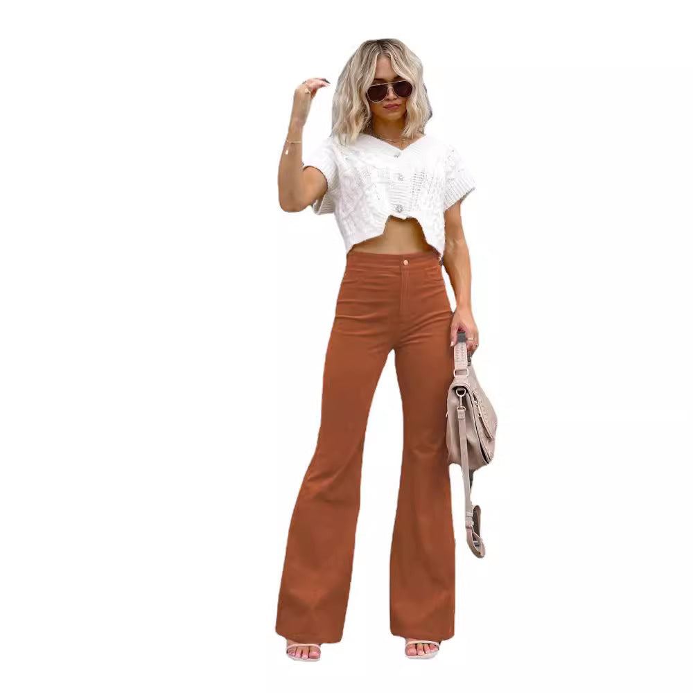 Damen Modische Hochbund-Flared-Jeans EB