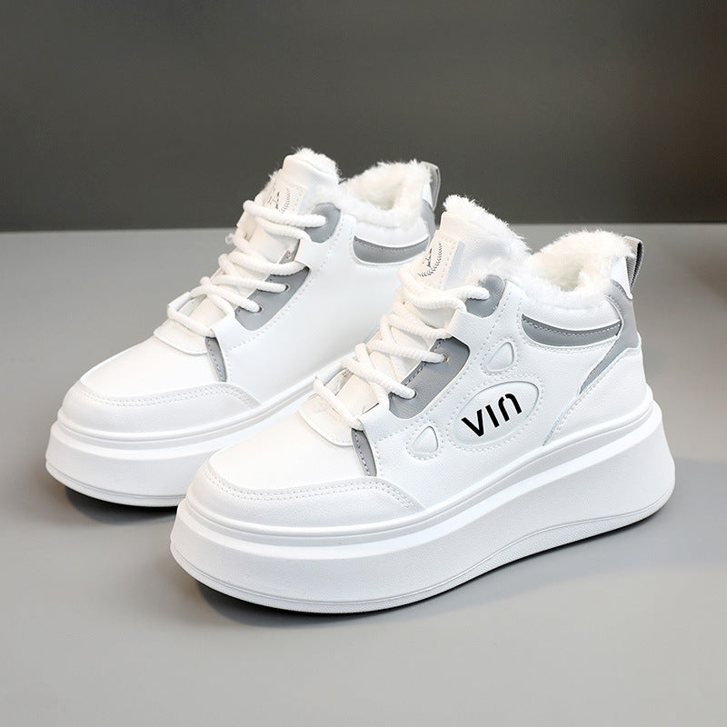Damen modische High-Top Sneakers mit kuscheligem Innenfutter und robustem Sohlenprofil EB