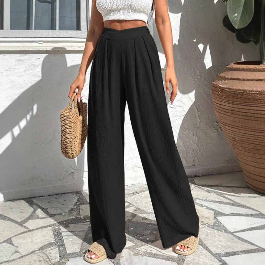 Damen weite Stoffhose mit eleganter Bundfaltenführung EB
