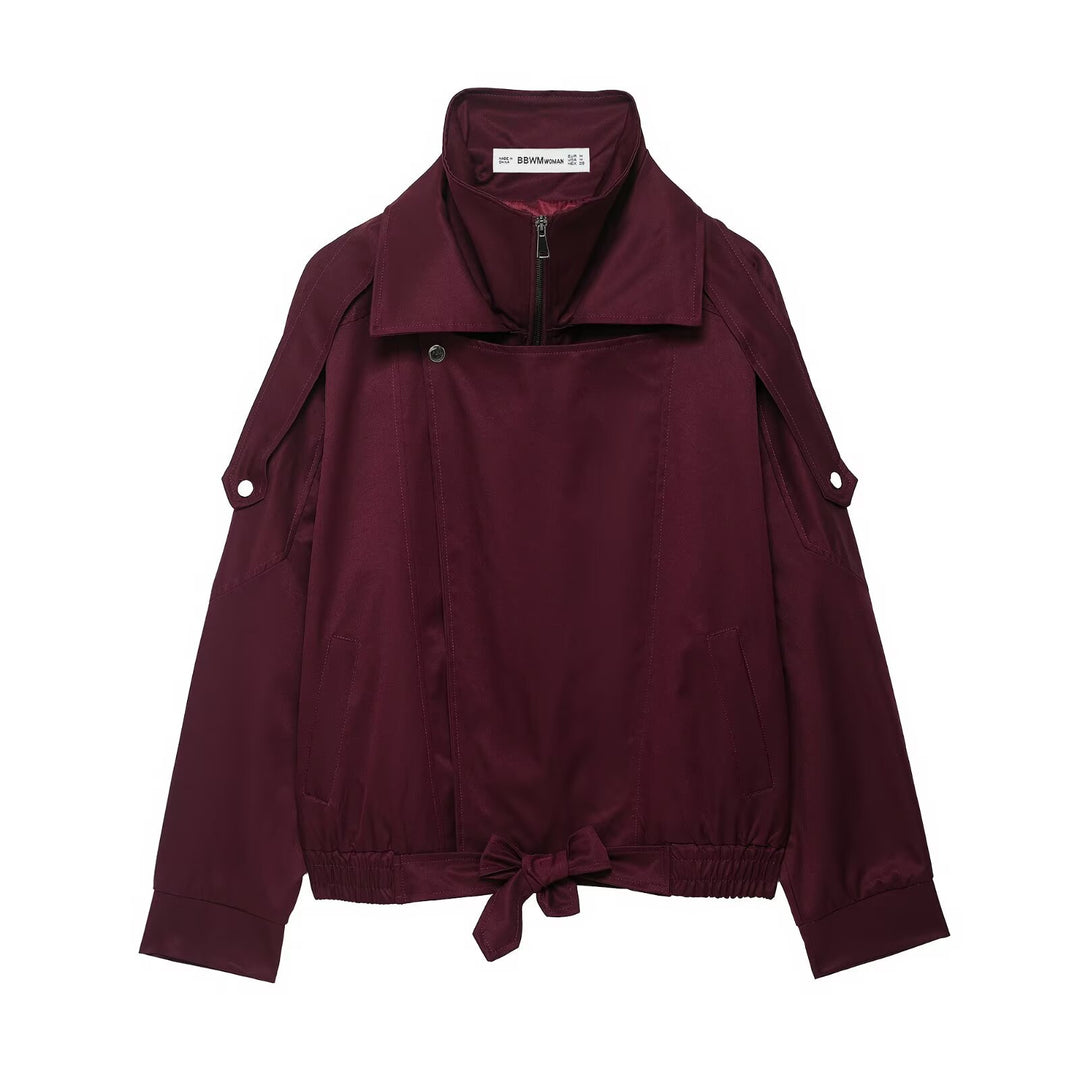 Damen modische Übergangsjacke mit seitlichem Reißverschluss und taillierbarem Kordelzug EB