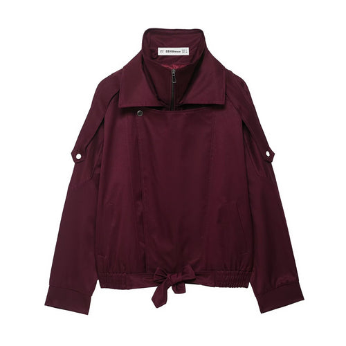 Damen modische Übergangsjacke mit seitlichem Reißverschluss und taillierbarem Kordelzug EB