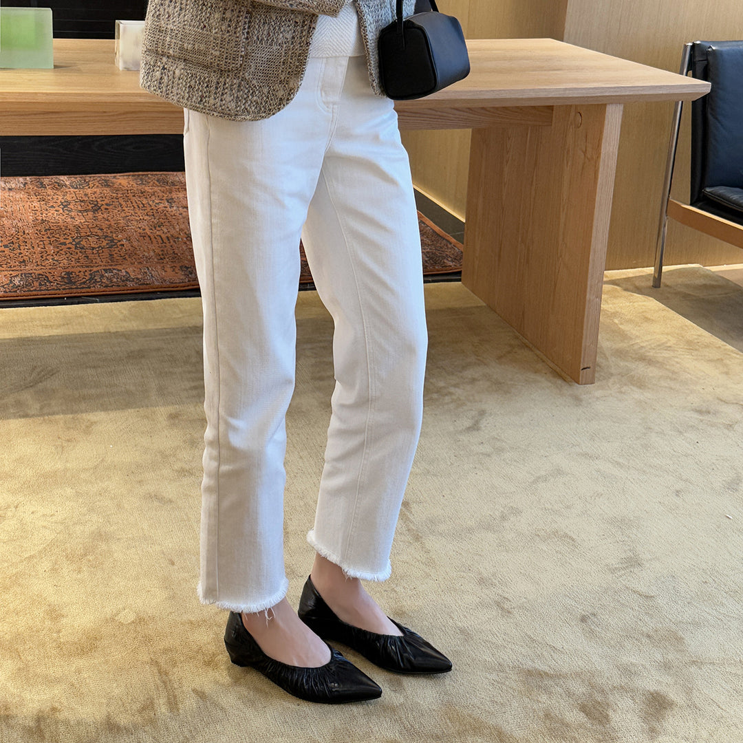 Damen Elegante spitze Ballerinas mit raffiniertem Falten-Design EB