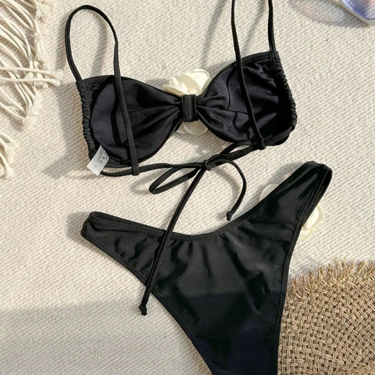 Damen Bandeau-Bikini mit floralen Akzenten EB