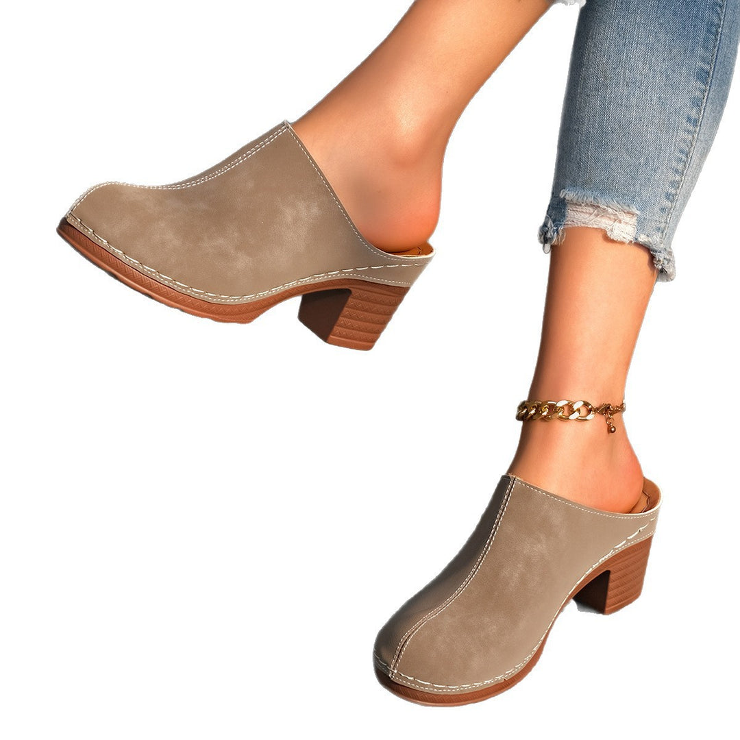 Damen bequeme Clogs aus hochwertigem Wildleder mit elegantem Blockabsatz EB