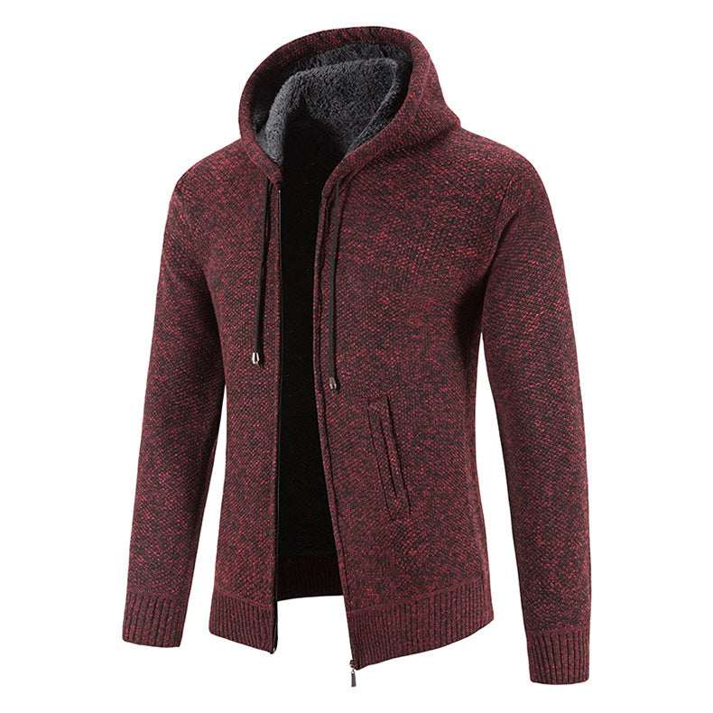 Herren Strickjacke mit moderner Kapuze und strukturiertem Design EB