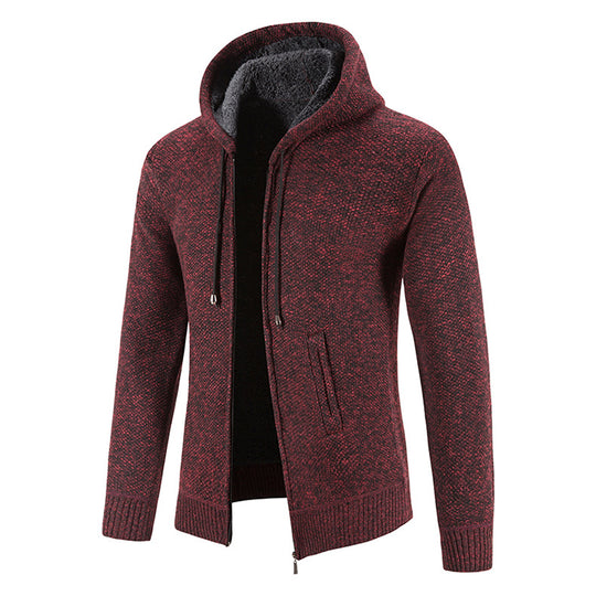 Herren Strickjacke mit moderner Kapuze und strukturiertem Design EB