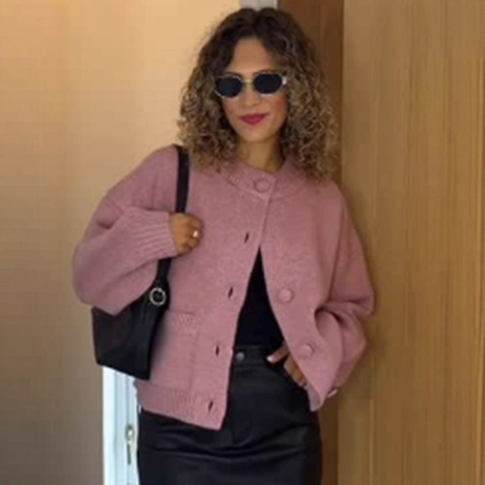 Damen lässige Strickjacke mit Knopfdetails und bequemem Schnitt EB