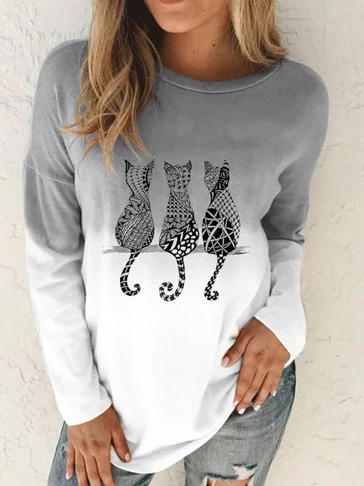 Damen Langärmeliges Oversize-Sweatshirt mit abstraktem Aquarell-Mosaikprint EB