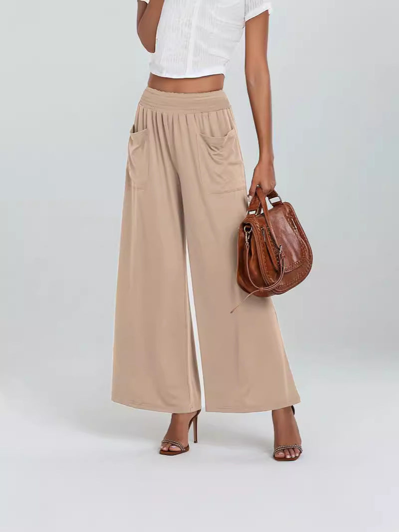 Damen Weite Trendhose mit elastischem Bund und praktischen Taschen EB