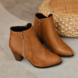 Damen modische Stiefeletten mit elegantem Reißverschluss EB