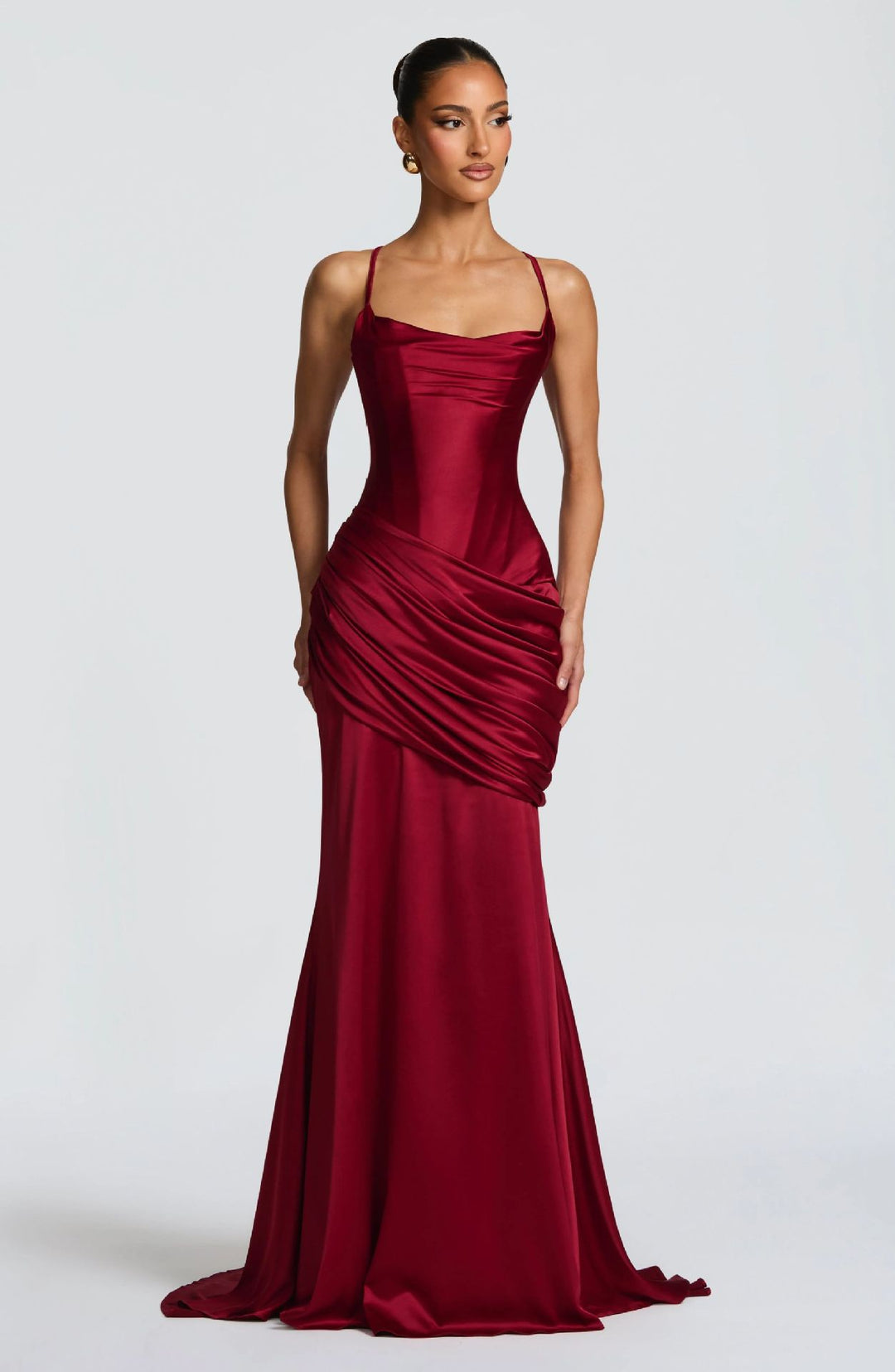 Damen elegantes Abendkleid mit raffinierten Drappierungen EB