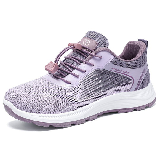Damen nan leichter atmungsaktiver Strick-Walking-Sneaker mit Schnellzug-Kordel und gedämpfter EVA-Zwischensohle EB