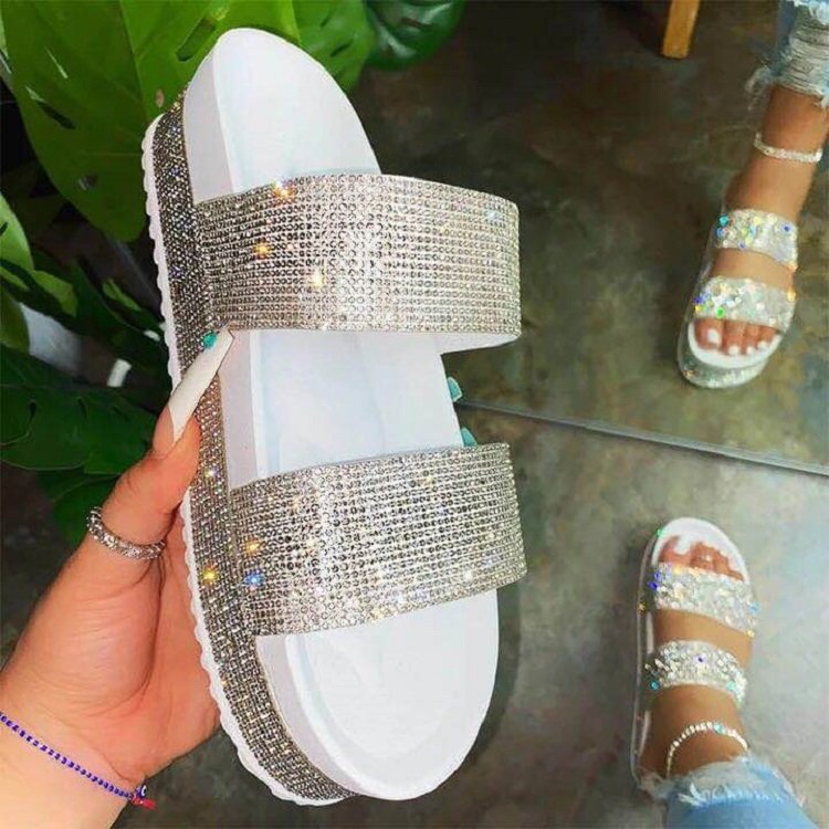 Damen Glamouröse Komfortsandalen mit Strassverzierungen EB