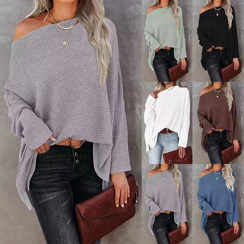 Damen lässiger Off-Shoulder Pullover im Strukturdesign EB