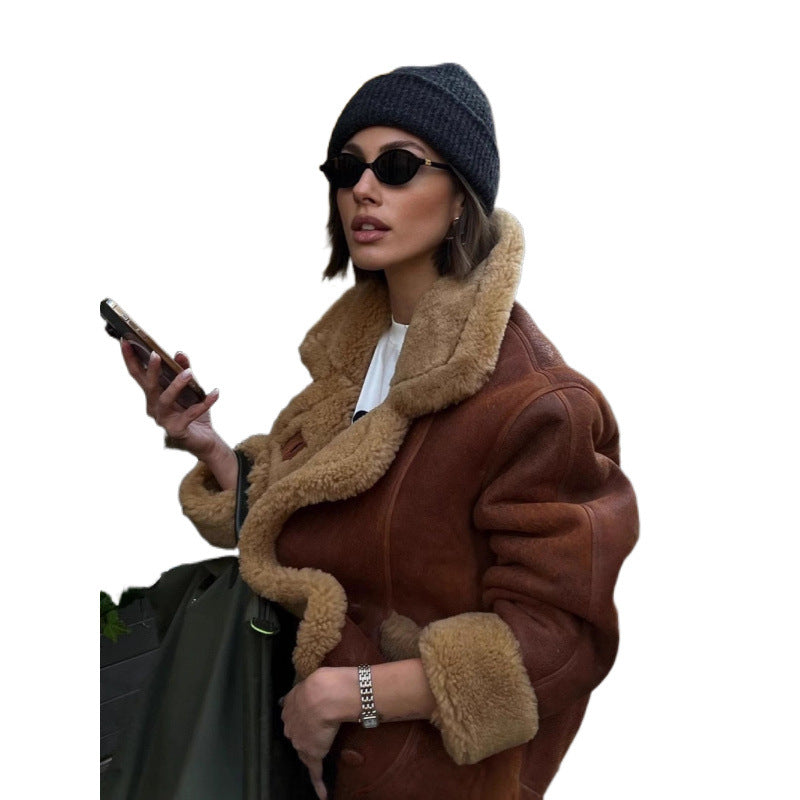 Damen Kunstfell jacke mit lässigem Oversized-Schnitt EB