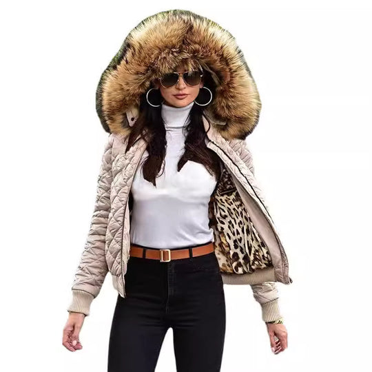 Damen Urbaner Steppjacke mit Weichem Kunstfellkragen EB