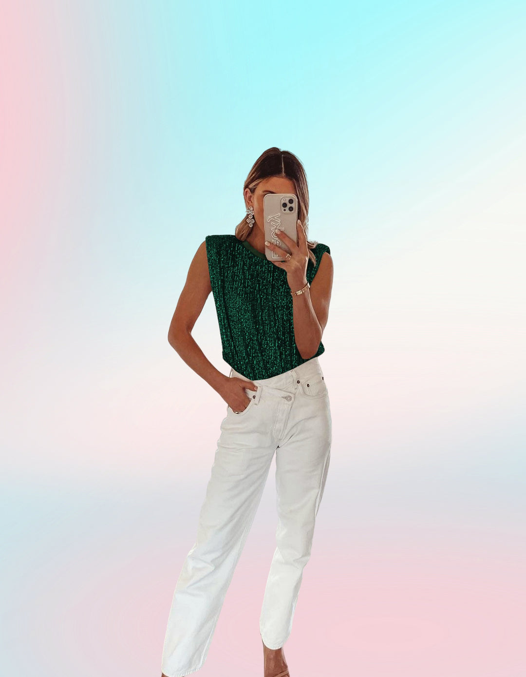 Damen Elegantes Crop-Top mit strukturiertem Design und weitgeschnittenem Schnitt EB