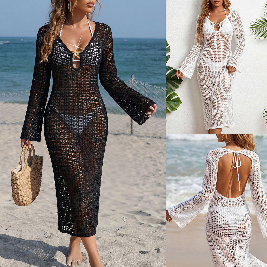 Damen eleganter Häkel-Strandüberwurf EB