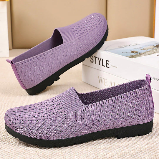 Damen elegante Slip-On Schuhe mit atmungsaktivem Strickdesign EB