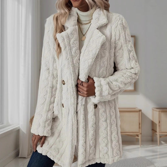 Damen Kuschelige Strickjacke mit hochfloriger Optik und knöpfbarem Verschluss EB