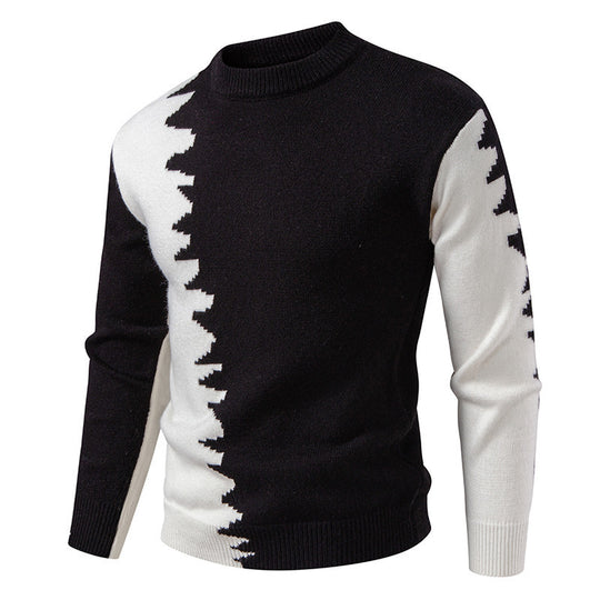 Herren Strickpullover mit kreativem Farbverlauf und klassischem Rundhalsausschnitt EB