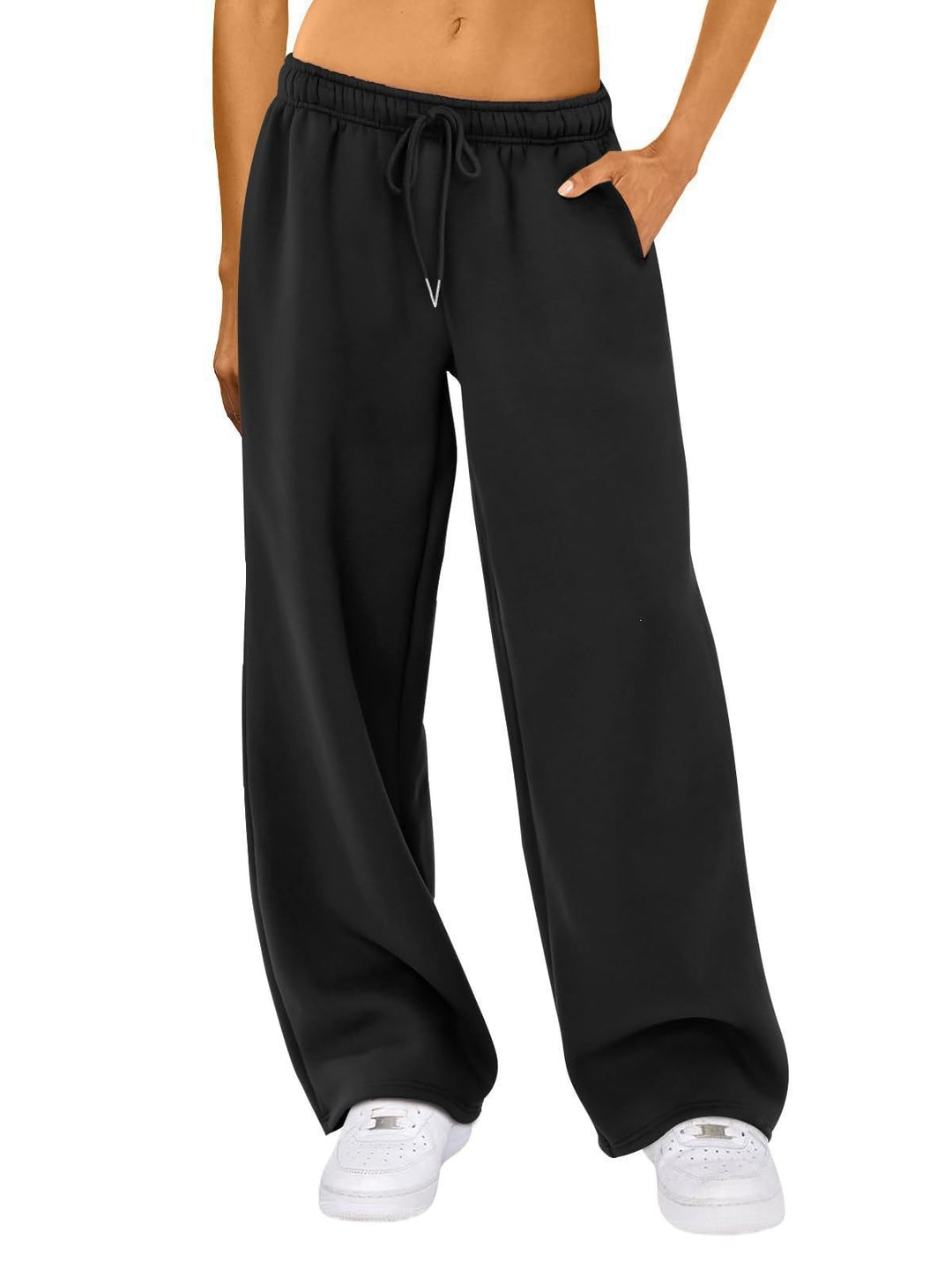 Damen nan weite Loungehose mit hohem Komfortbund, elastischem Tunnelzug und seitlichen Eingrifftaschen EB