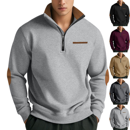 Herren Hochwertiges Sweatshirt mit Stehkragen und Reißverschluss EB