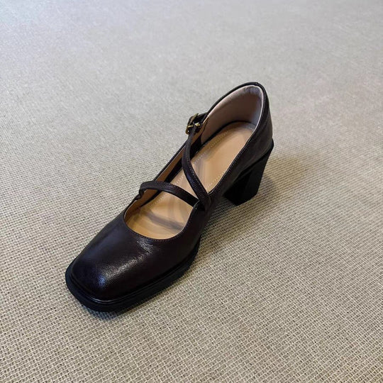 Damen elegante Mary Jane Pumps mit modischem Riemchen-Design EB