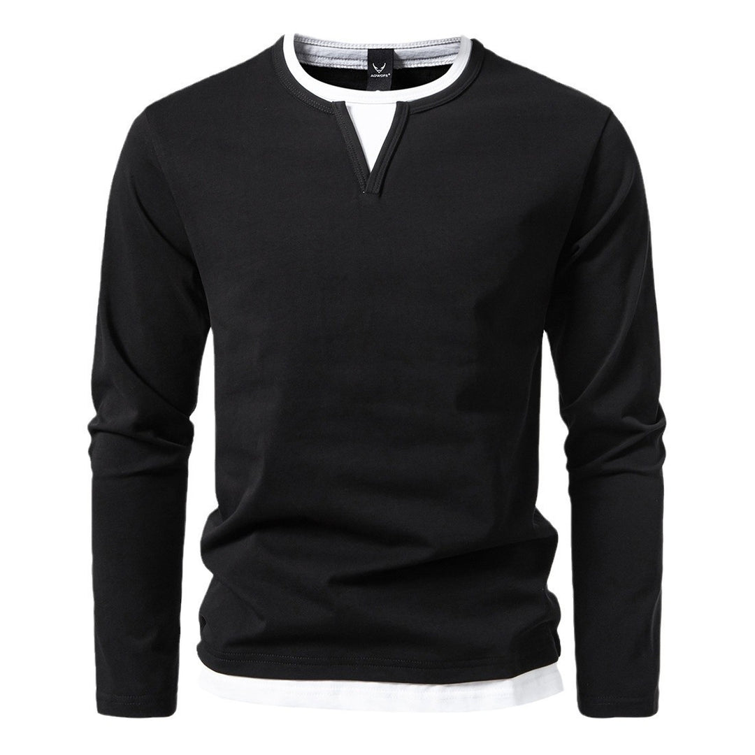 Herren Langarmshirt mit modernem V-Ausschnitt und coolen Layering-Details EB