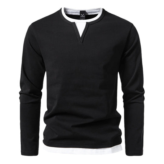 Herren Langarmshirt mit modernem V-Ausschnitt und coolen Layering-Details EB