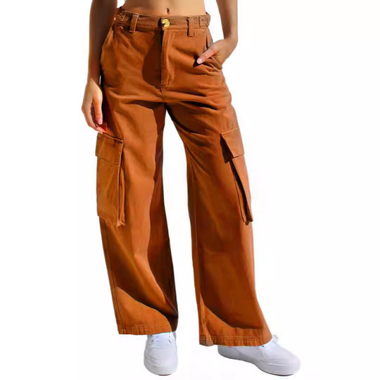 Damen Cargo-Hose mit weitem Bein und praktischen Taschen EB