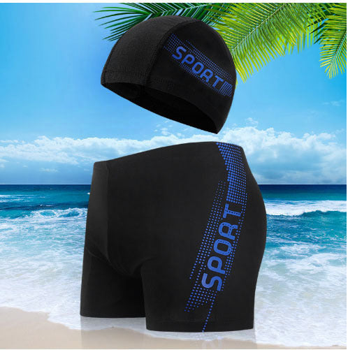 Herren Sportliche Schwimmshorts mit passender Badekappe EB
