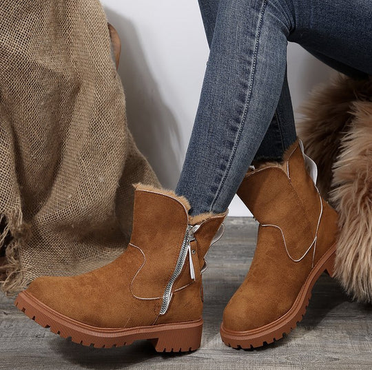 Damen modische Winterboots mit weichem Innenfutter und robustem Profil EB