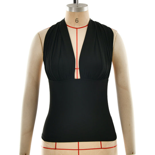 Damen Haltertop mit elegantem Wickeldesign und figurbetonter Passform EB
