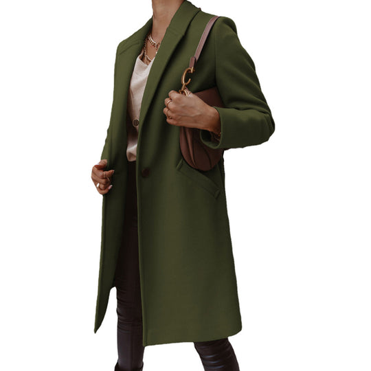 Damen Eleganter Wollmantel mit schmaler Silhouette und praktischen Taschen EB