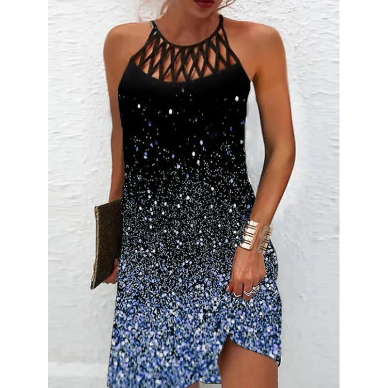 Damen Neckholder Kleid mit funkelndem Gradient-Design EB