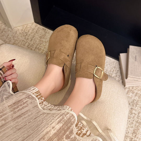 Damen Clogs aus hochwertigem Wildleder mit eleganter Schnalle EB