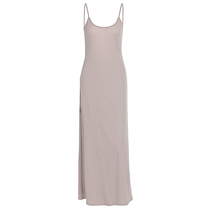 Damen Elegantes Maxikleid mit schlichten Trägern und fließendem Schnitt EB