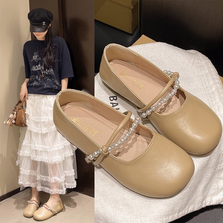 Damen elegante Ballerinas mit Perlenakzenten EB