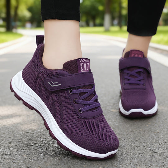 Damen Sportliche Sneakers mit Klettverschluss und atmungsaktivem Mesh-Obermaterial EB