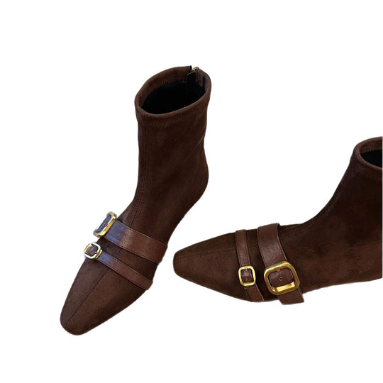 Damen Ankle Boots mit elegantem Riemen und spitz zulaufendem Design EB