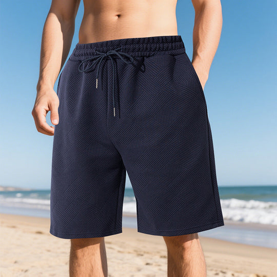 Herren nan knielange Textur-Badeshort mit elastischem Kordelbund und seitlichen Eingrifftaschen EB