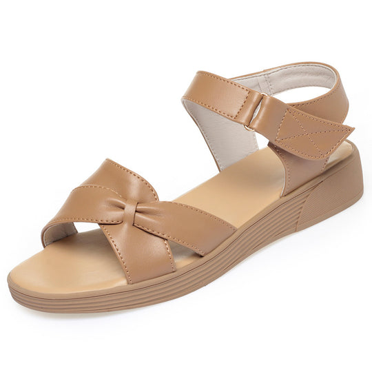 Damen Komfortable Riemchen-Sandalen mit verstellbarem Verschluss und eleganter Schleife EB
