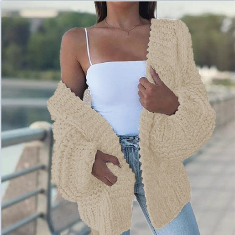 Damen Grobstrickjacke mit lässigem Schnitt und tiefen Taschen EB