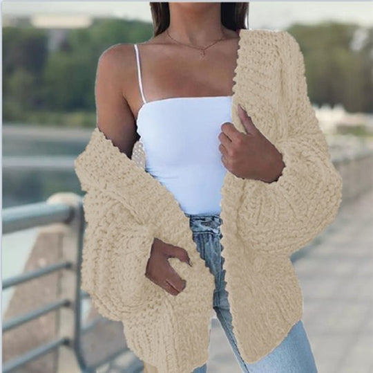 Damen Grobstrickjacke mit lässigem Schnitt und tiefen Taschen EB