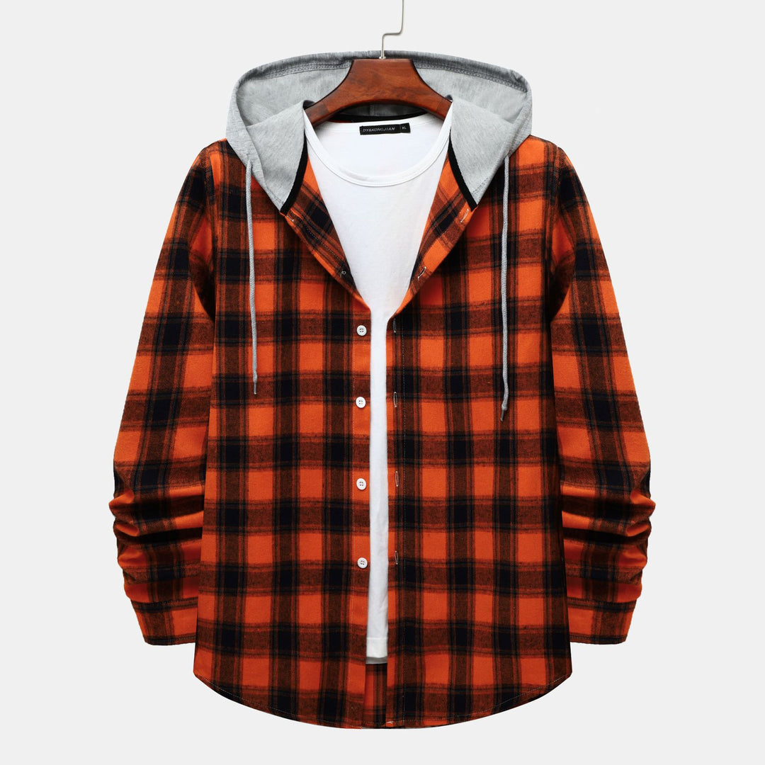 Damen Flanellhemd mit integrierter Kapuze und kariertem Design EB