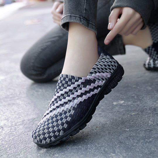Damen Bequeme Slip-On Sneakers mit atmungsaktiver Faserstruktur EB